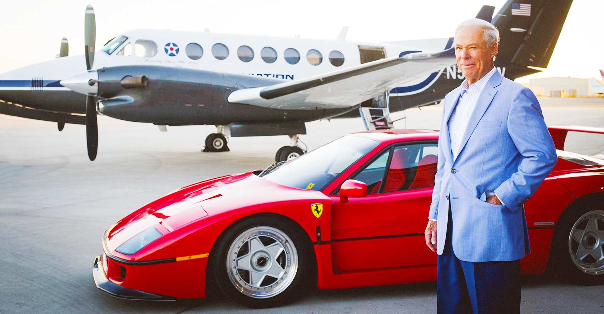 Jerry Roehl with Ferrari and Airplane